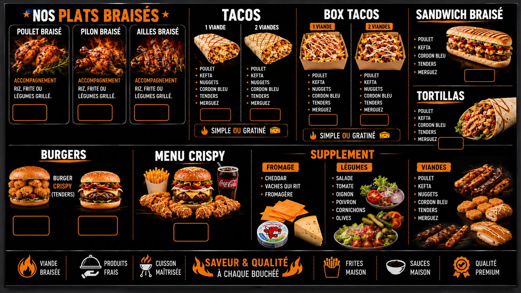 Menu O.Braise Snack Grill Takeaway